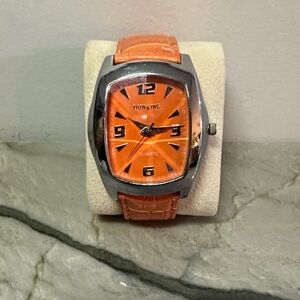 Orange DUN KING Watch with Silver Accents
